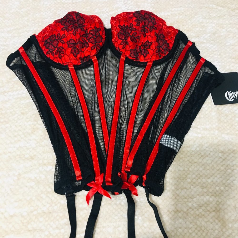 Sexy Women Lace Corset with Garter Suspender